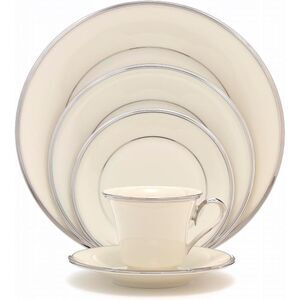 Lenox USA Fine Bone China SOLITAIRE 5pc Place Setting Platinum Trim
